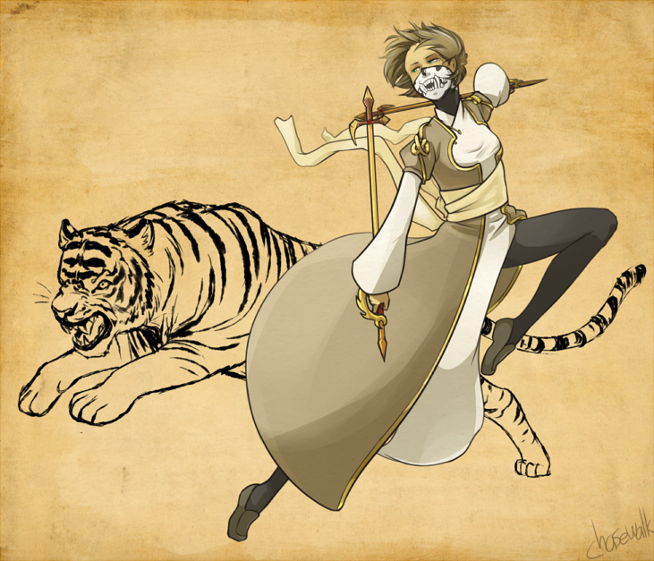 1girl, adapted_costume, black_pantyhose, brown_background, chasewalk, commentary, dress, dual_wielding