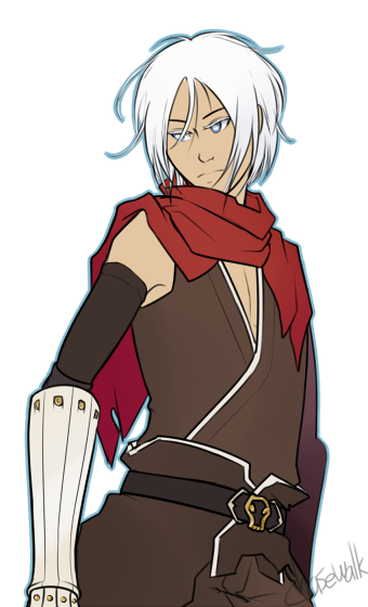 1boy, assassin_cross_(ragnarok_online), belt, black_belt, black_gloves, black_pants, blue_eyes, brown_cape