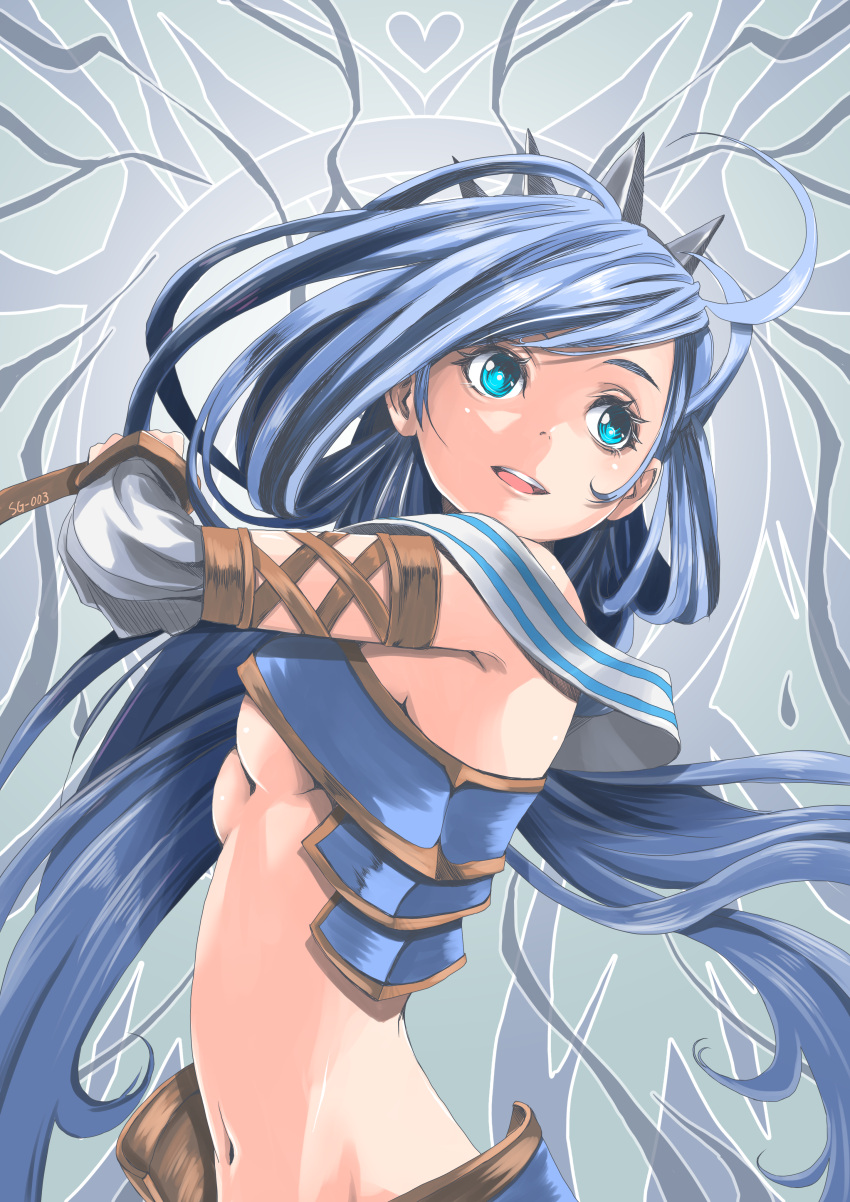 1girl, absurdres, blue_eyes, blue_hair, breasts, crown, dana_iclucia, floating_hair