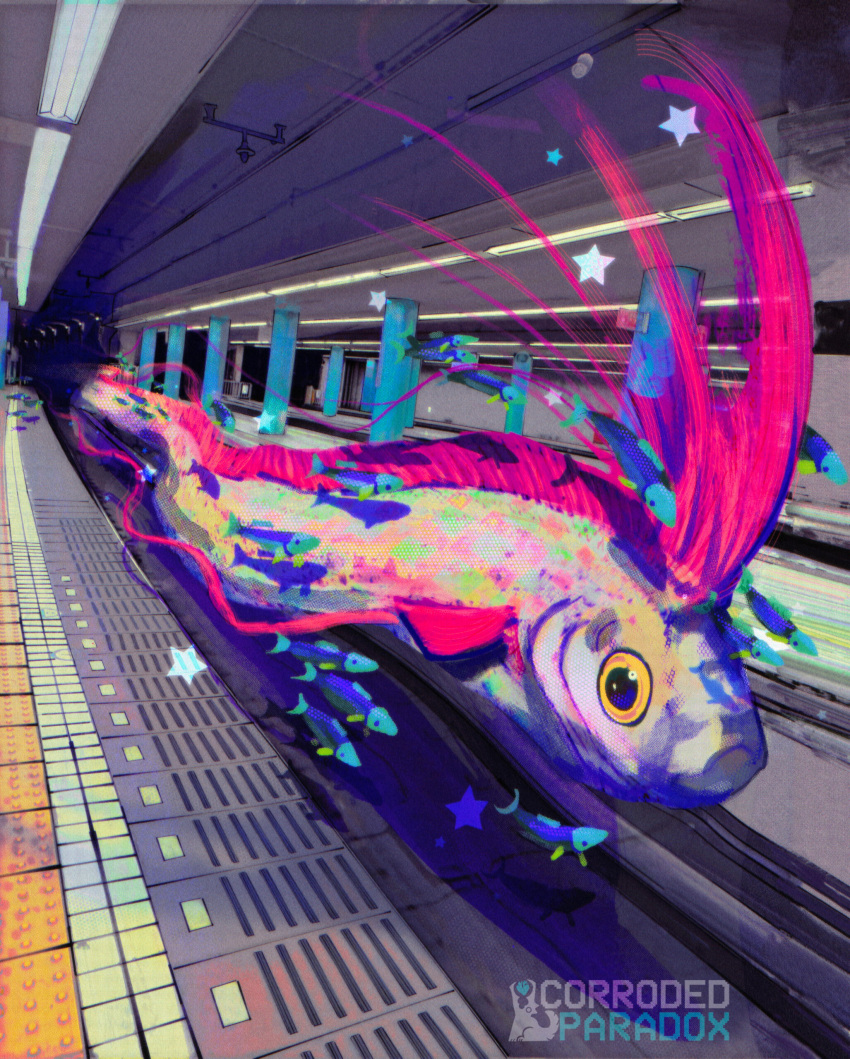 absurdres, animal, artist_logo, corrodedparadox, fish, giant_fist, highres, logo