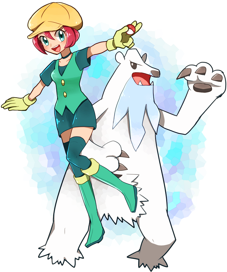 1girl, ako_(ako0905), beartic, boots, choker, collarbone, full_body, georgia_(pokemon)