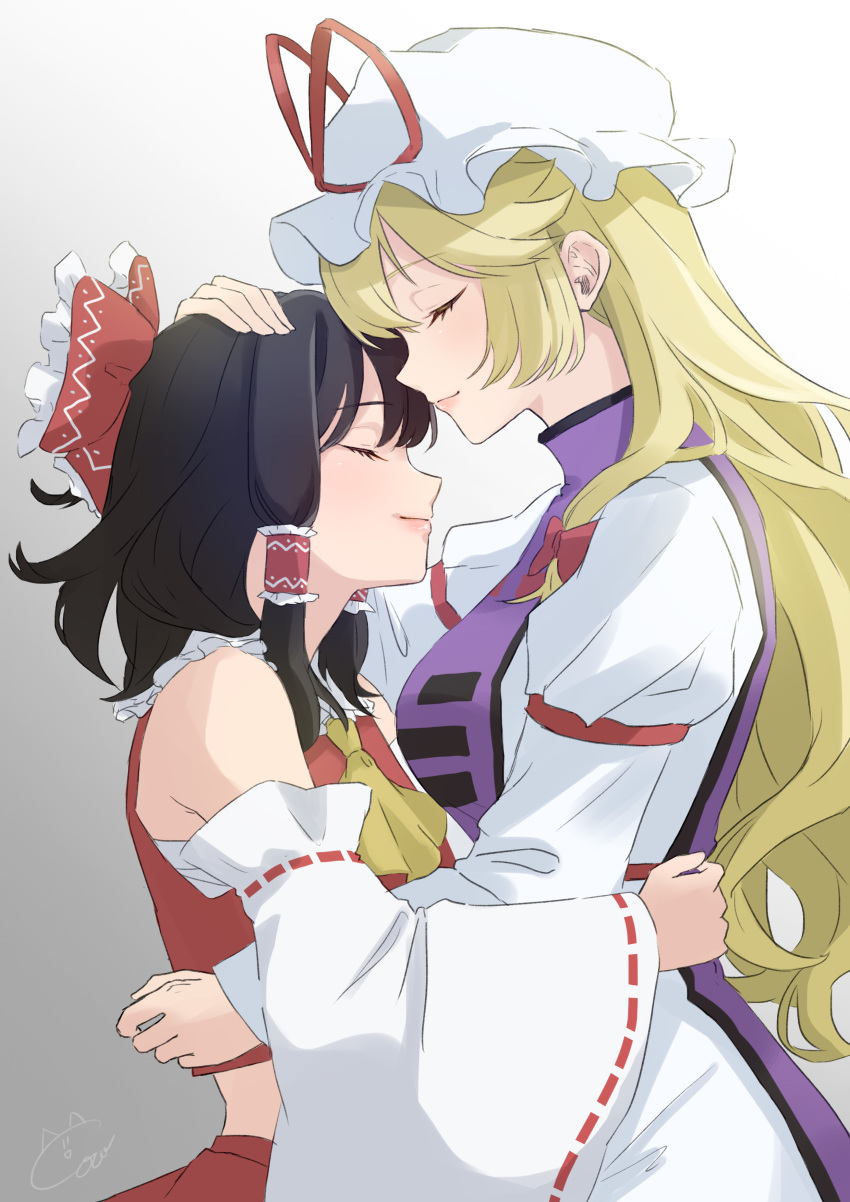 0002koko, 2girls, absurdres, black_hair, blonde_hair, breasts, close_encounters_of_the_third_kind, cowboy_shot