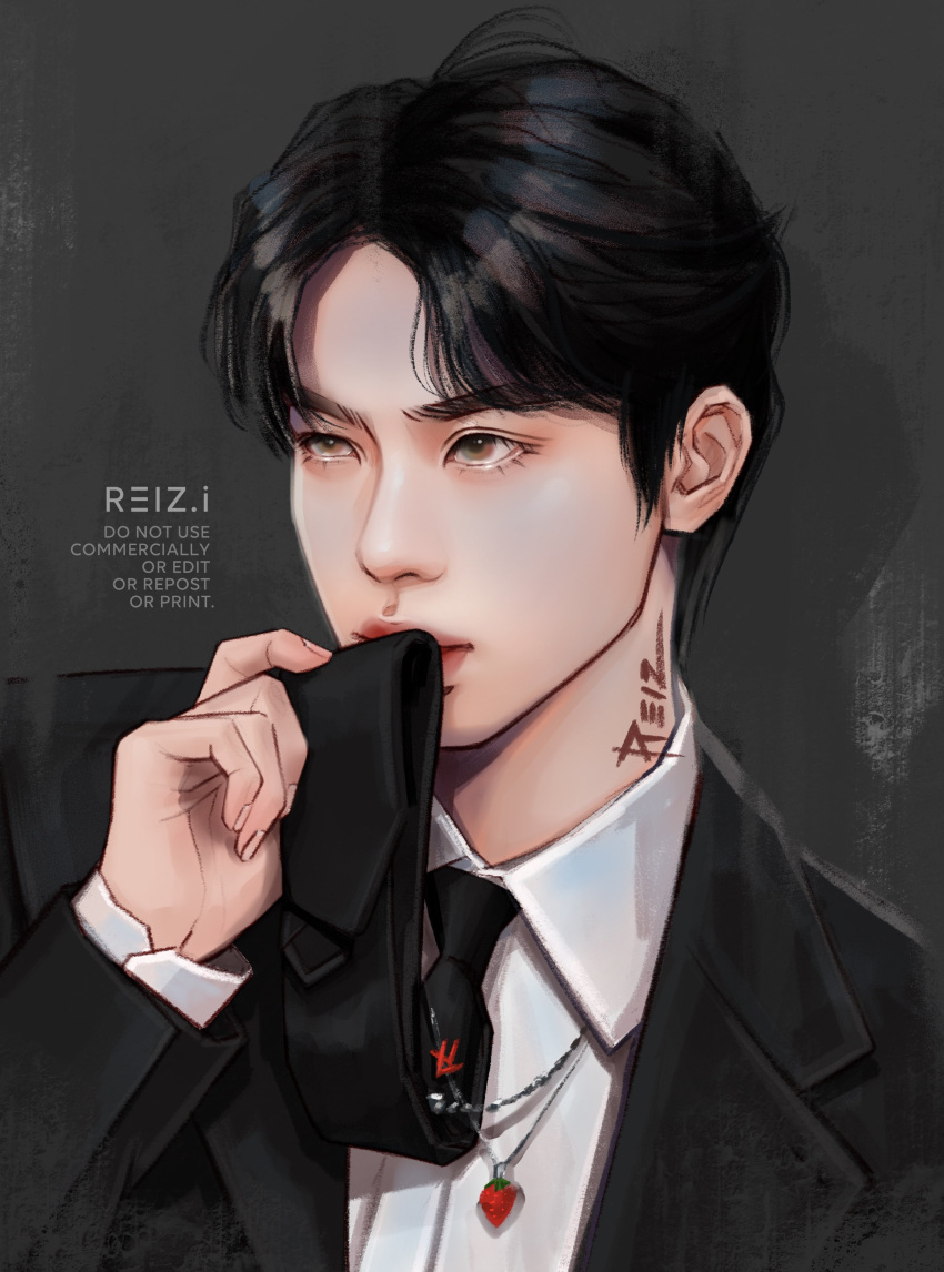1boy, absurdres, bangtan_boys, black_jacket, black_necktie, collared_shirt, hashtag-only_commentary, highres