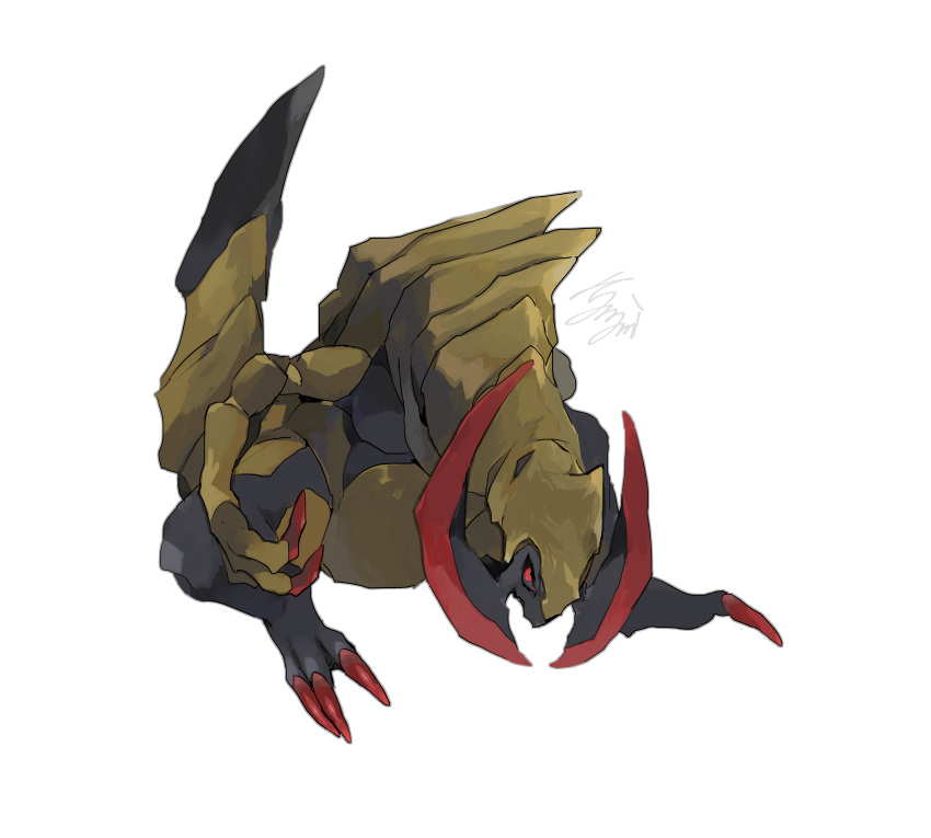 absurdres, animal_focus, black_sclera, claws, colored_sclera, commentary_request, dragon, full_body