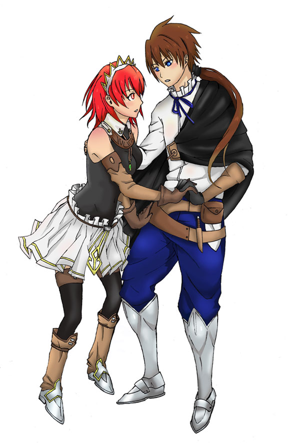 armor, artist_request, bag, belt, blue_eyes, blush, boots, brown_hair