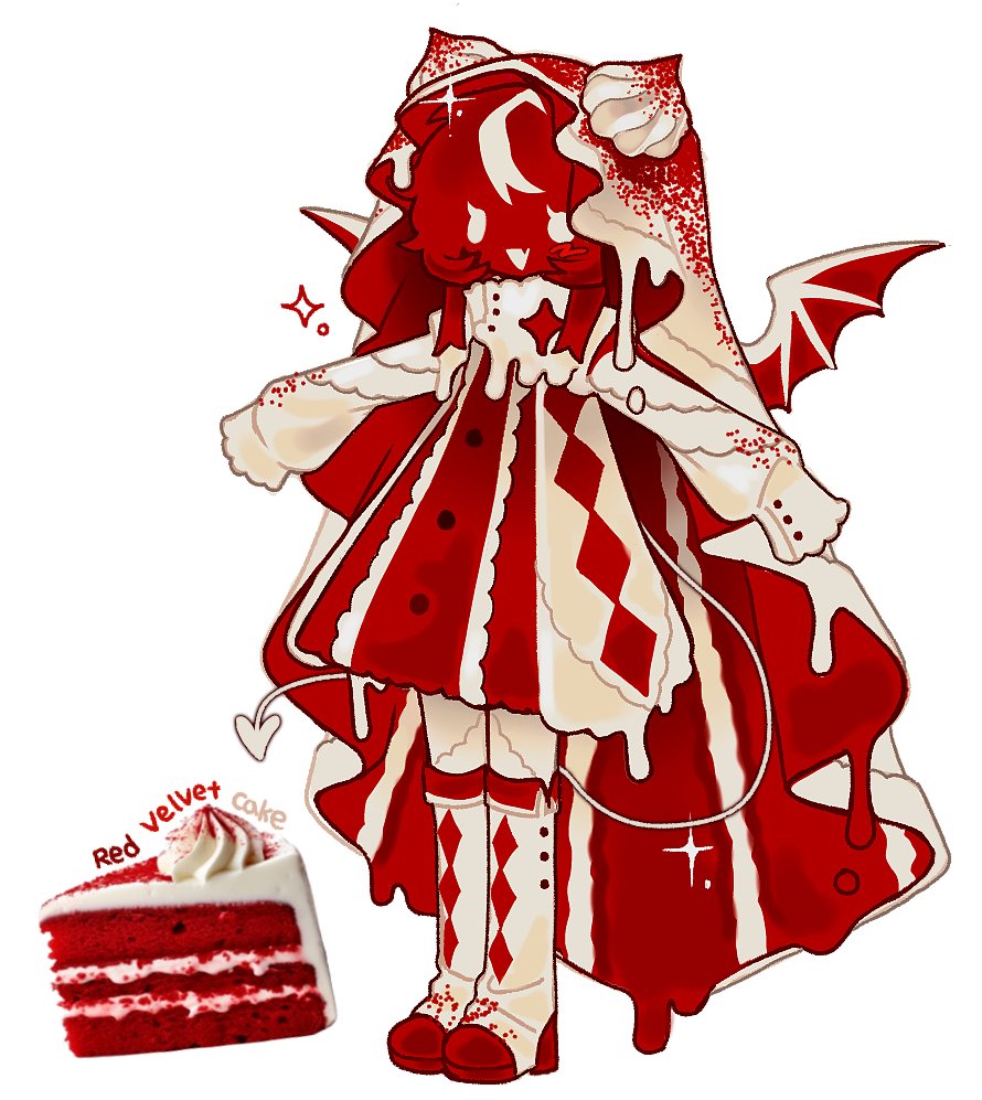 1girl, adoptable, bomal1215, boots, cake, cake_slice, colored_skin, demon_wings