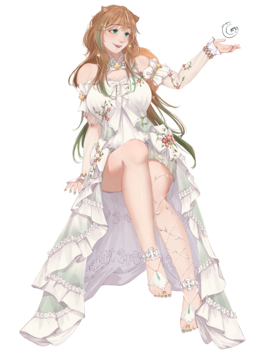 1girl, absurdres, animal_ears, arm_support, ayunda_risu, ayunda_risu_(7th_costume), breasts, brown_hair