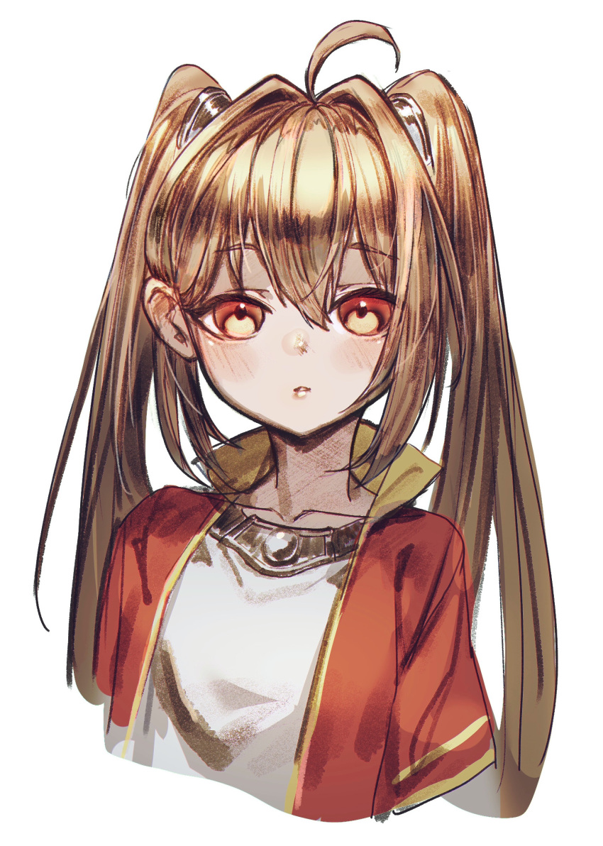 1girl, ahoge, antenna_hair, brown_hair, cropped_jacket, double-parted_bangs, eiyuu_densetsu, estelle_bright