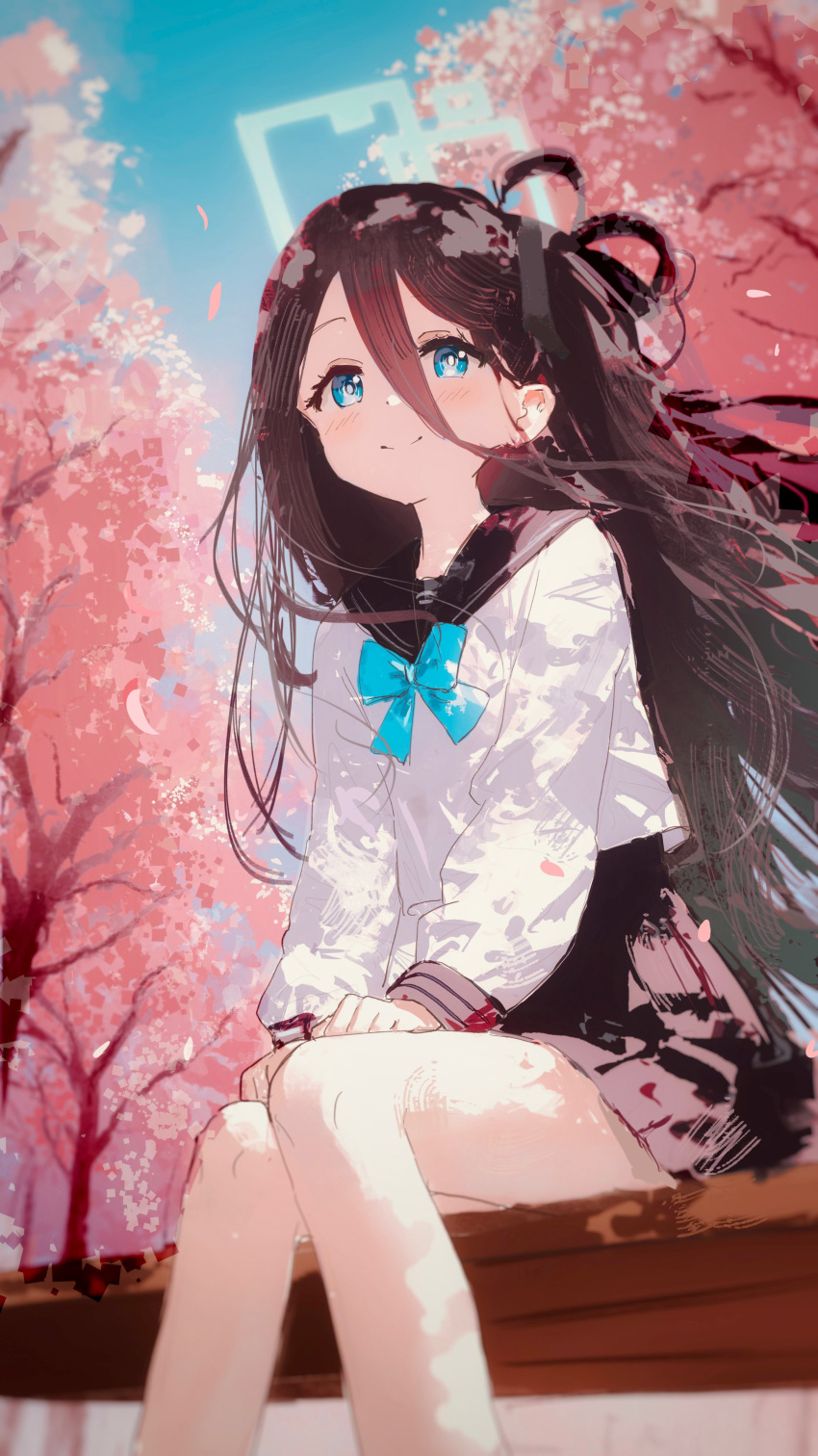 1girl, absurdres, aris_(blue_archive), arisu_syndrome, black_hair, black_skirt, blue_archive, blue_bow