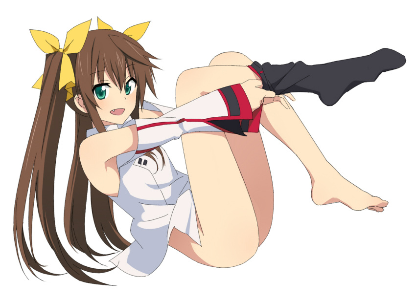 bad_id, barefoot, bottomless, brown_hair, fang, feet, friden04, fuaa_(friden04)