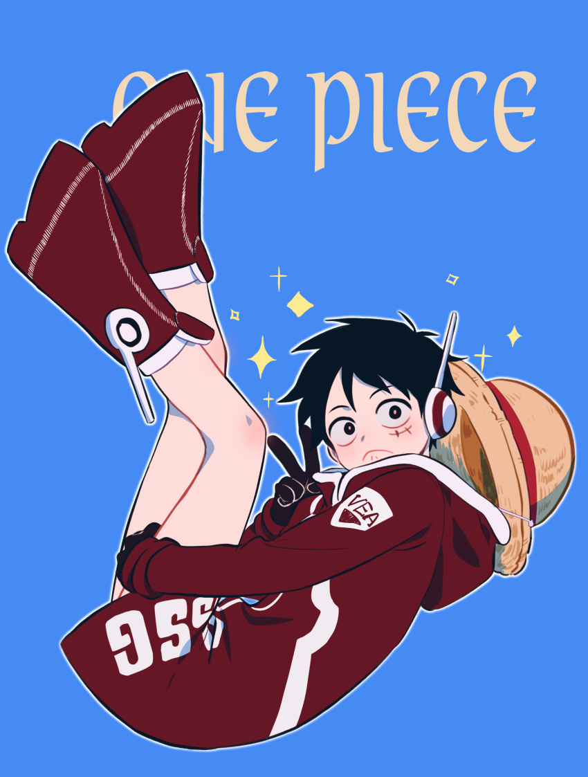 1boy, arm_around_leg, black_gloves, black_hair, boots, bottomless, chinese_commentary, closed_mouth