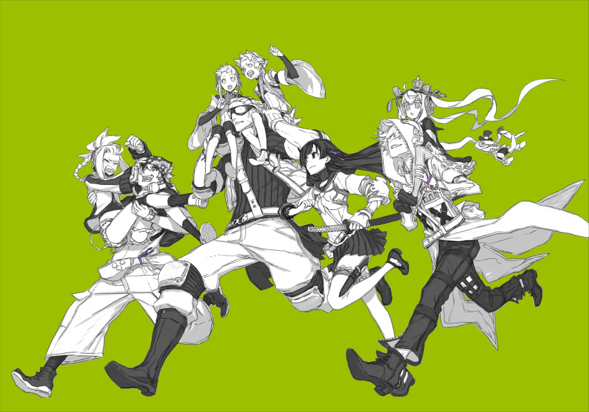 4boys, 4girls, 7th_dragon_(series), 7th_dragon_2020, 7th_dragon_2020-ii, :o, absurdres, anniversary