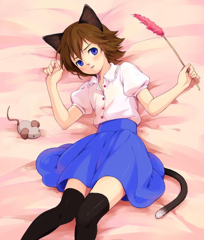 bad_id, blue_eyes, brown_hair, cat_ears, cat_tail, crossdressinging, face, fideo_aldena