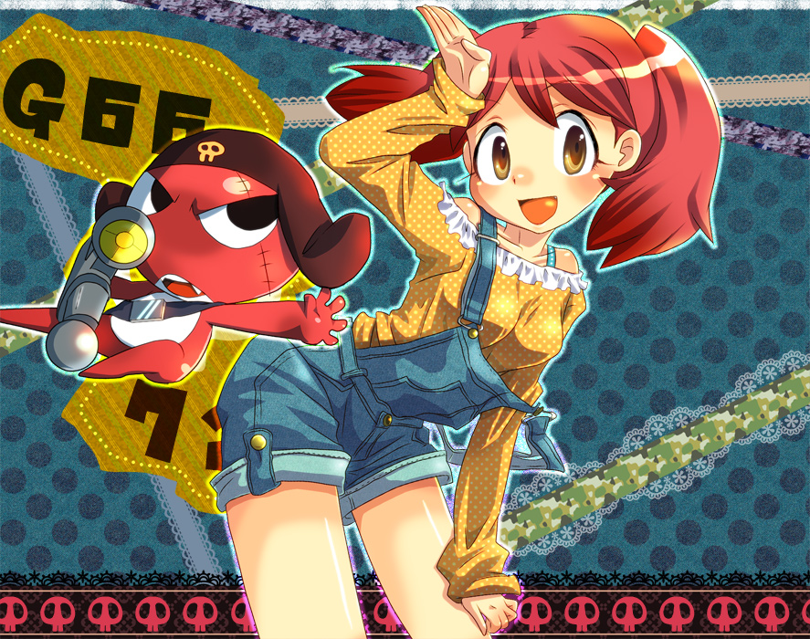 asami, bra, brown_eyes, frog, giroro, gun, hinata_natsumi, keroro_gunsou