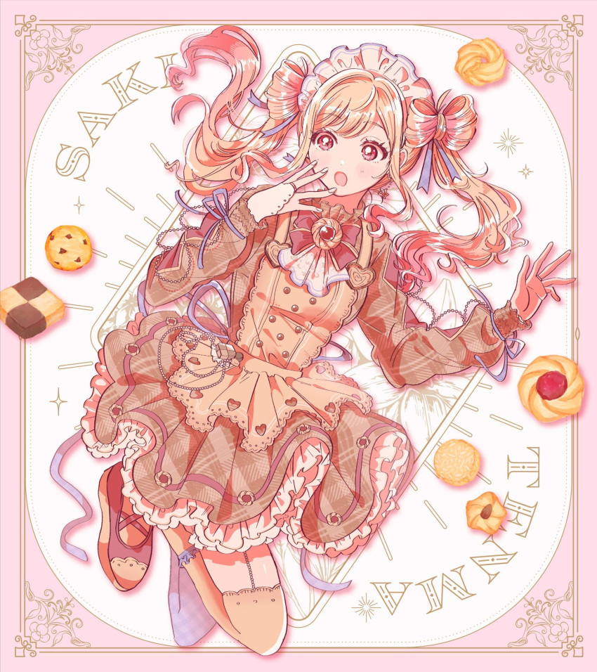1girl, alternate_costume, apron, bad_id, bad_pixiv_id, blonde_hair, border, bow