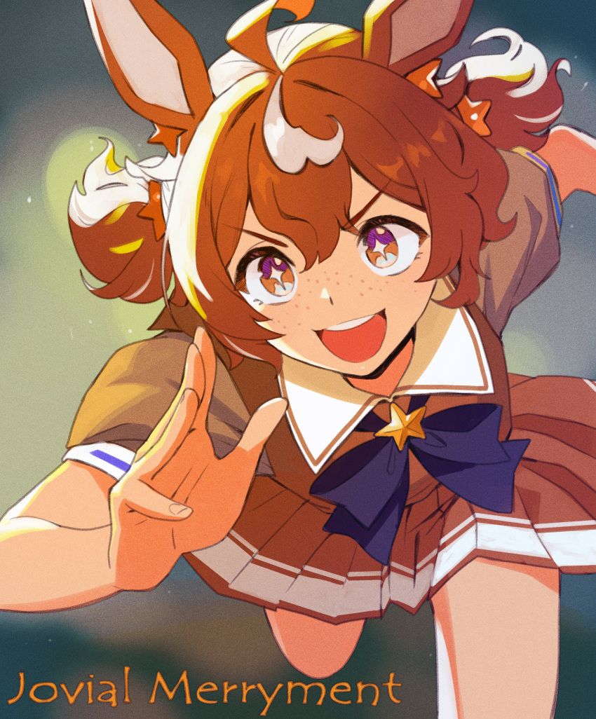 1girl, absurdres, ahoge, animal_ears, bow, bowtie, brooch, brown_hair