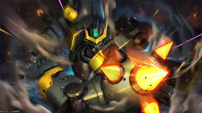 absurdres, artist_request, battle, copyright_logo, debris, dolmel, dolmel_doue, duel