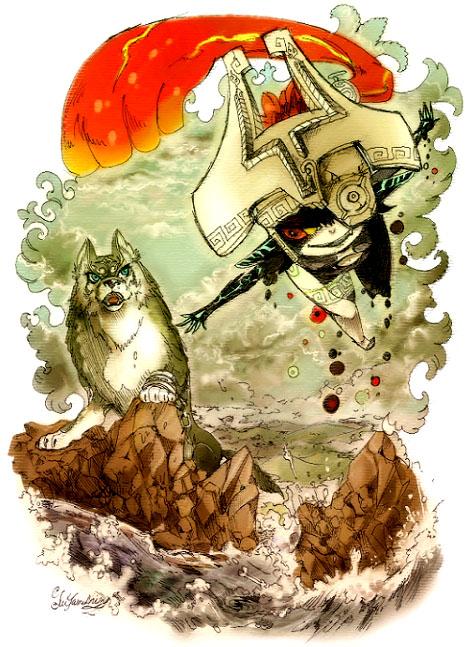 helmet, imp, link, link_(wolf), midna, nintendo, red_eyes, smile