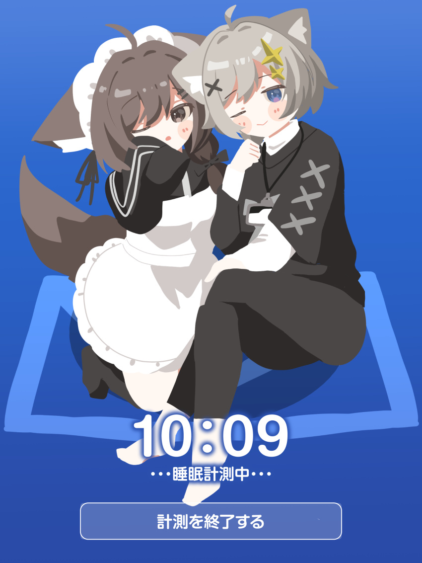 1boy, 2girls, :o, ;), ;o, absurdres, ahoge, animal_ear_fluff