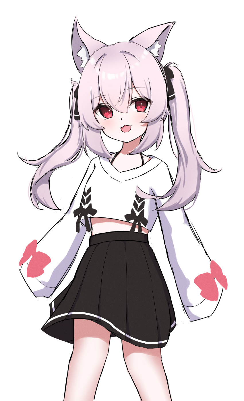 1girl, :3, :d, absurdres, animal_ear_fluff, animal_ears, black_bow, black_ribbon