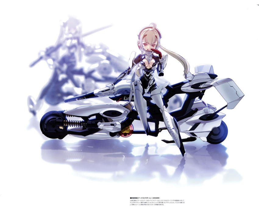 absurdres, ach, ach_stradale, ahoge, blonde_hair, blurry, bodysuit, breasts