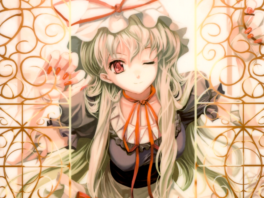 cradle_(artist), eternal_loli, misaki_kurehito, solo, touhou, wallpaper, yakumo_yukari