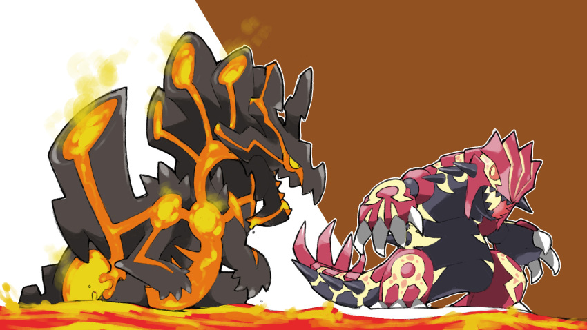 animal_focus, black_teeth, blacknirrow, brown_background, claws, colored_sclera, crossover, dire_miralis