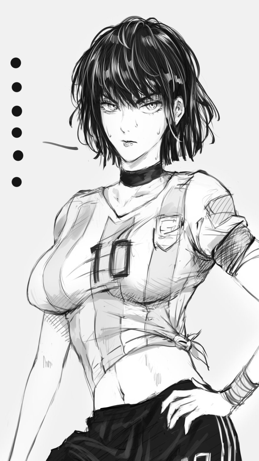 1girl, argentina, argentinian_flag, argentinian_flag_print, asociacion_de_futbol_argentina, ball, black_choker, black_hair
