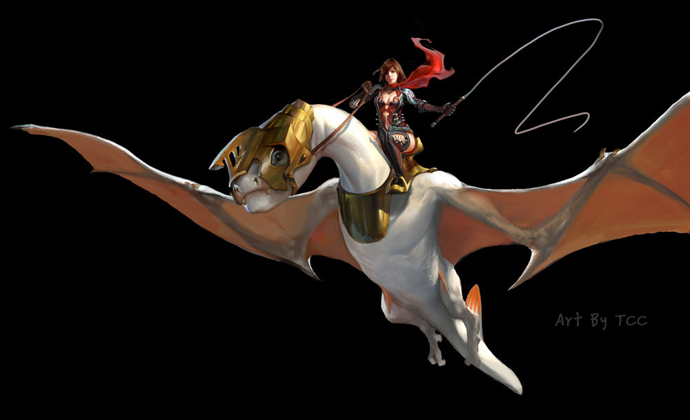 armored, body_suit, bodysuit, brown_hair, cloak, dragon, female, flying