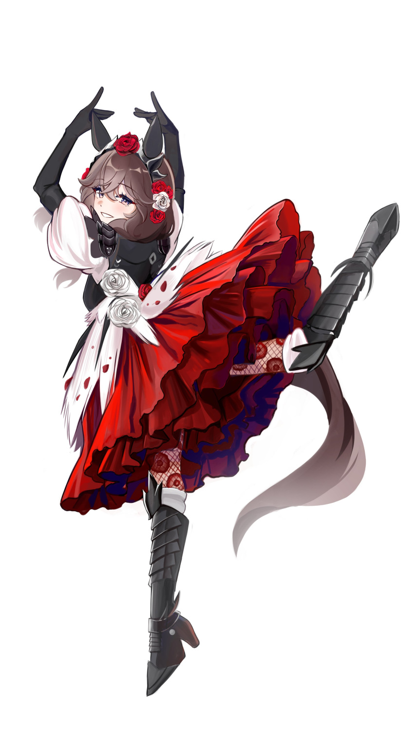 1girl, absurdres, animal_ears, armor, armored_dress, commentary_request, curren_bouquetd'or_(umamusume), dress