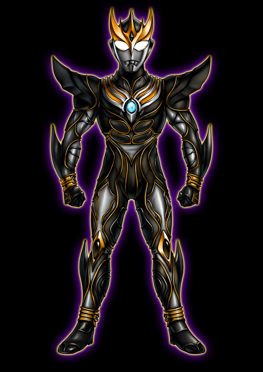 1boy, abs, absurdres, alien, alternate_design, armor, aura, black_armor