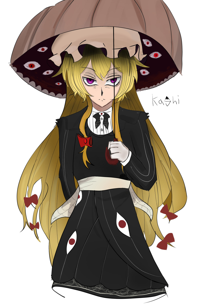 absurdres, black_dress, dress, highres, hirano_kouta_(style), kashikihara, touhou, umbrella