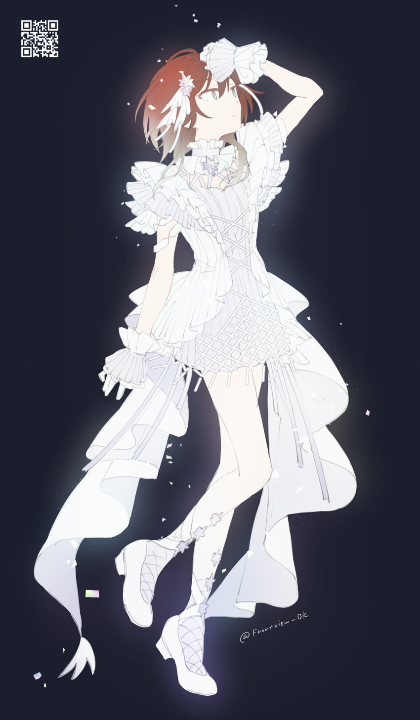 1girl, absurdres, aketa_mikoto, black_background, block_heels, blonde_hair, blue_eyes, brown_eyes