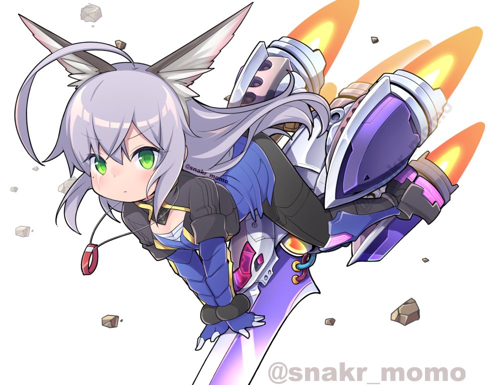 1other, animal_ear_fluff, animal_ears, black_pants, blaster_master_zero, blaster_master_zero_3, blue_shirt, green_eyes
