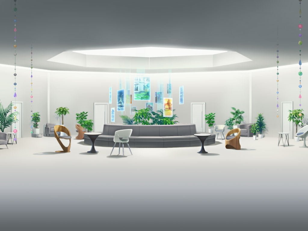 armchair, artist_request, ceiling_light, chair, couch, game_cg, holographic_monitor, indoors