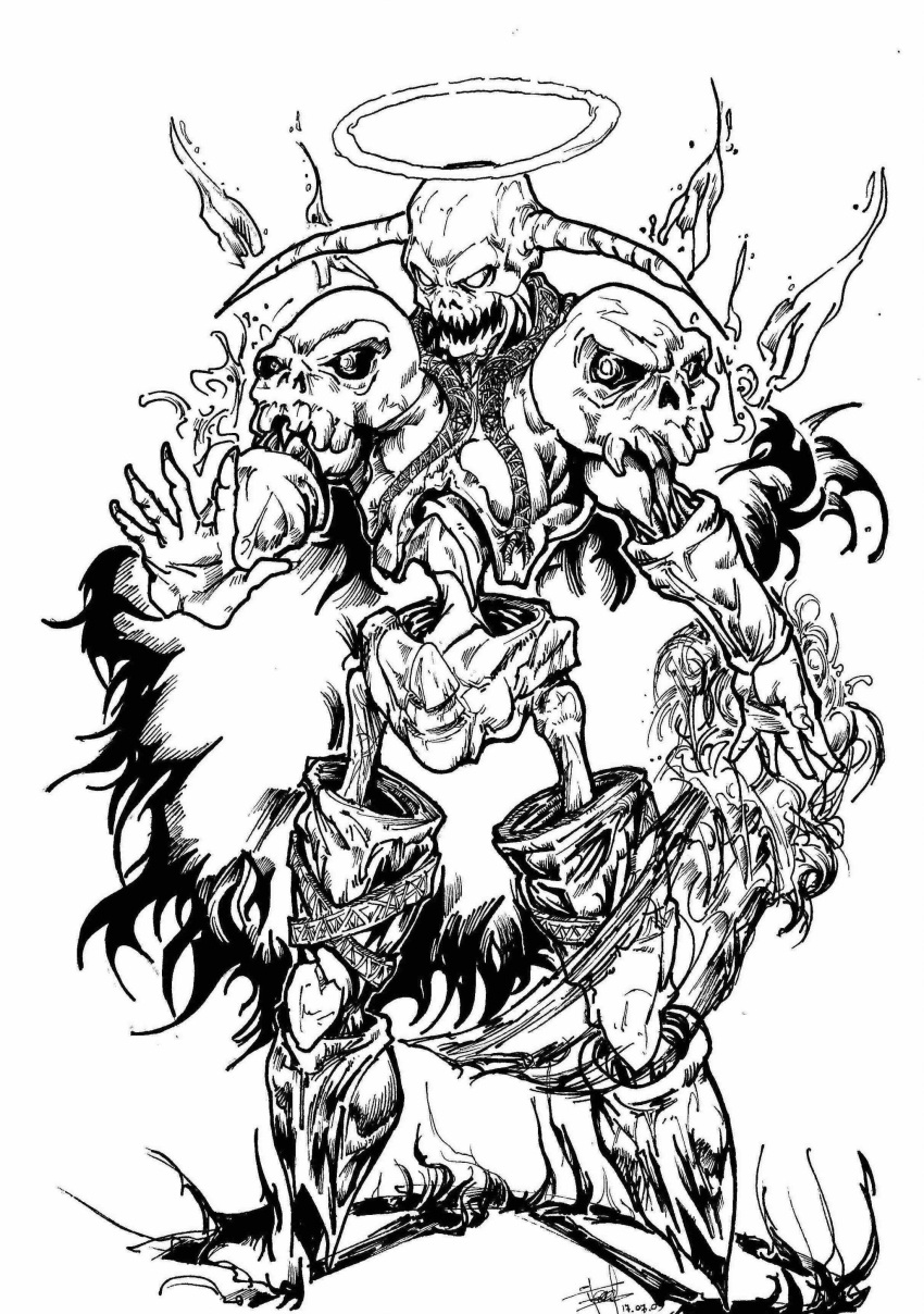 1boy, absurdres, commentary, dark_lord_(ragnarok_online), demon_boy, english_commentary, fire, full_body