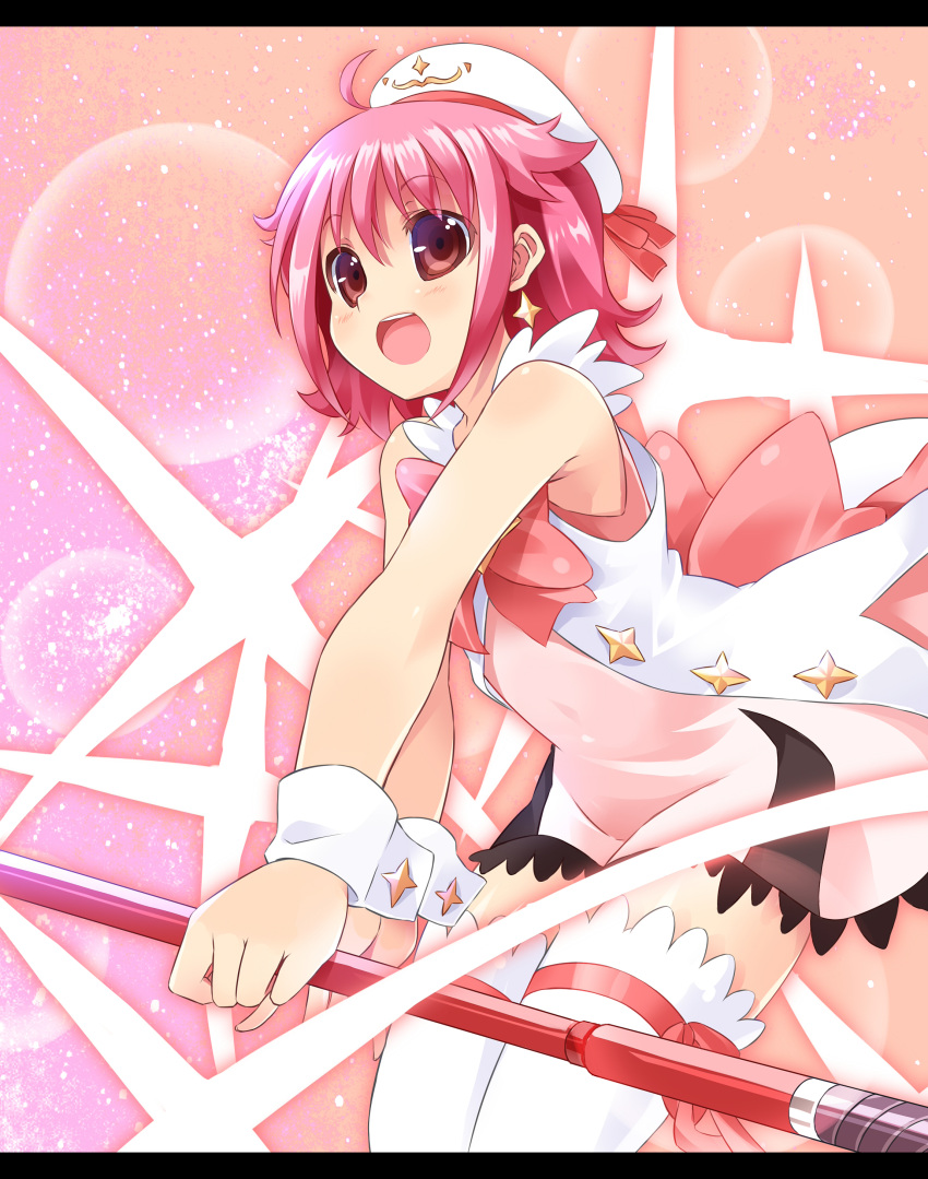 :d, ahoge, chibi_(nekomimimi), gloves, hat, highres, houkago_no_pleiades, letterboxed