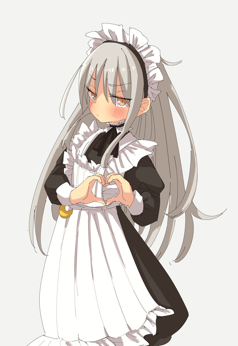 1girl, alternate_costume, apron, black_dress, blush, closed_mouth, dress, enmaided