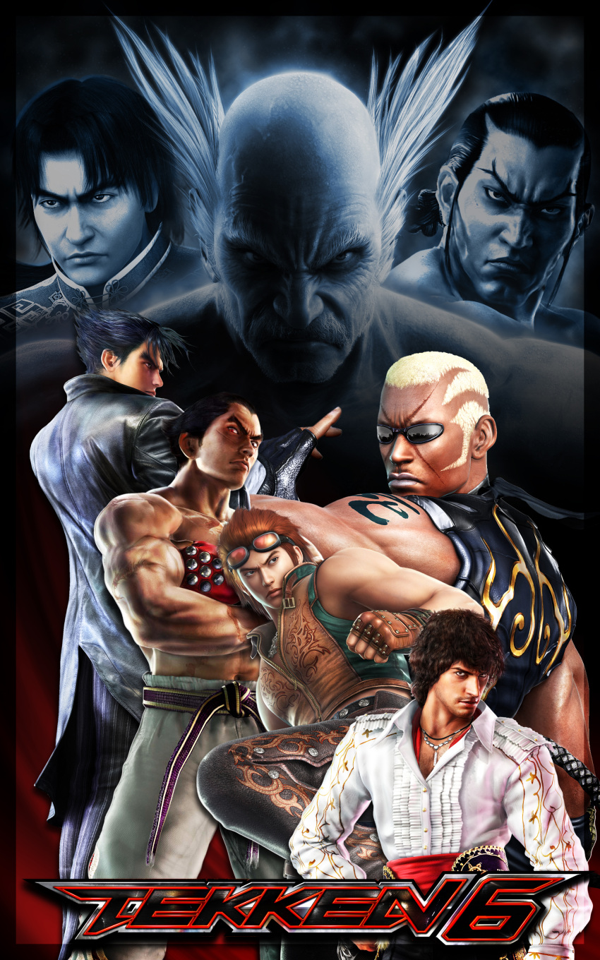 angry, black_eyes, black_hair, blonde_hair, brown_hair, cg, chain, dark_skin, feng_wei, fighters, gloves, group, hwoarang, jacket, jewelry, jin_kazama, judo, kazama_jin, lei_wulong, lie_wulong, male, males, miguel, miguel_caballero_rojo, mishima_heihachi, mishima_kazuya, muscles, mustache, namco, orange_hair, raven, raven_(tekken), red_eyes, short_hair, strong, sunglasses, tekken, tekken_6