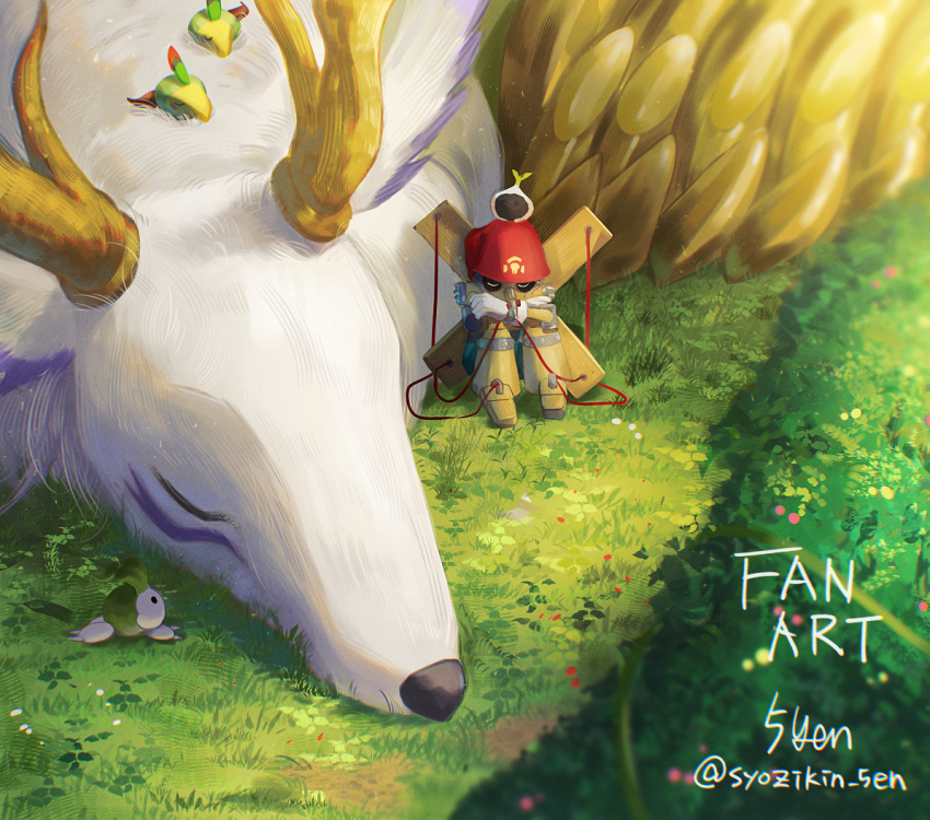5-en, artist_name, body_fur, cernumon, closed_eyes, digimon, digimon_(creature), fluffymon