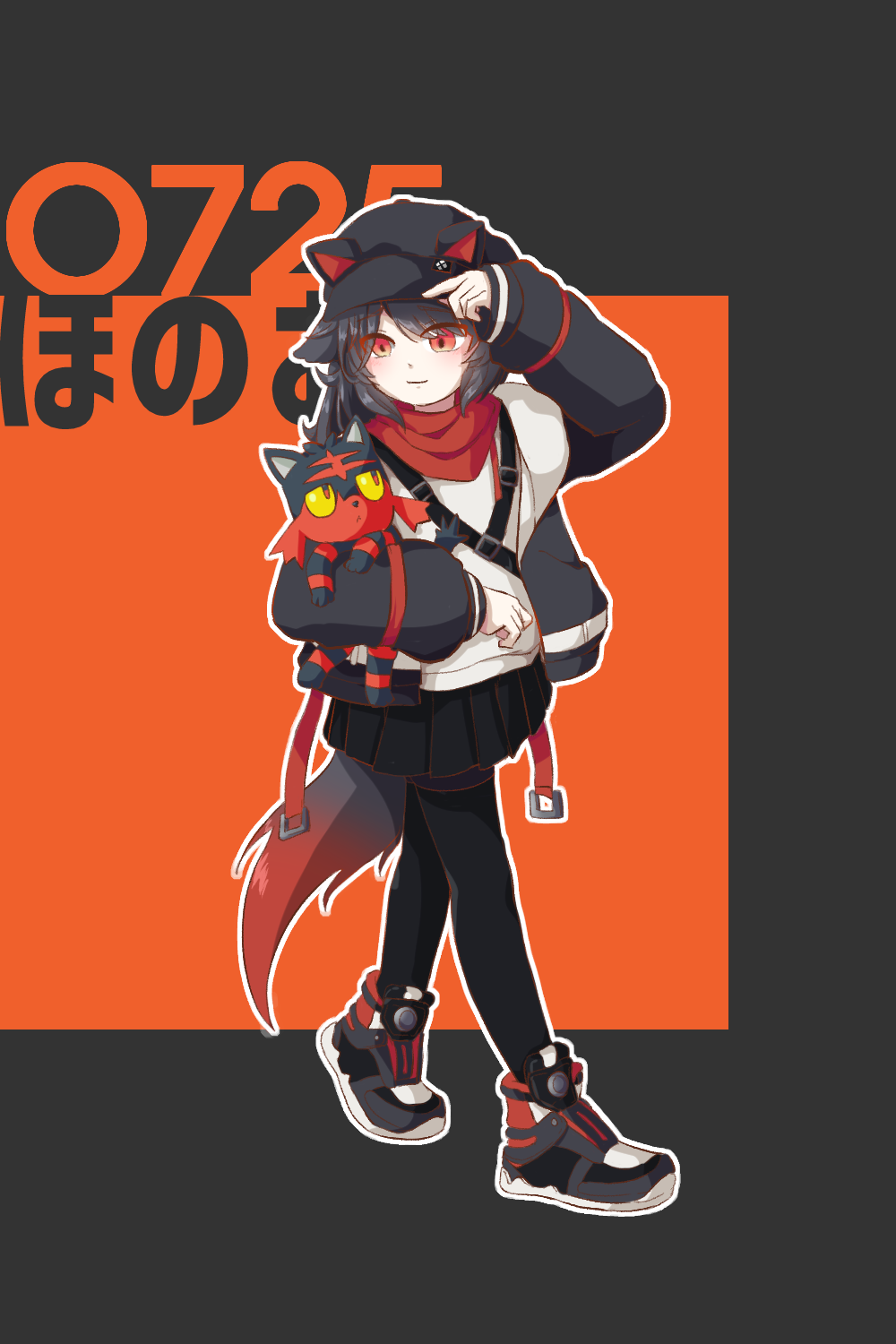 1girl, alternate_costume, animal, animal_ears, animalization, black_hair, black_jacket, black_pantyhose