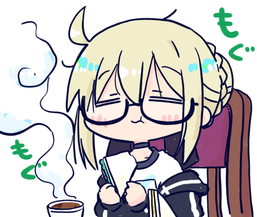 1girl, :t, artoria_pendragon_(fate), black-framed_eyewear, black_choker, black_jacket, blonde_hair, blush