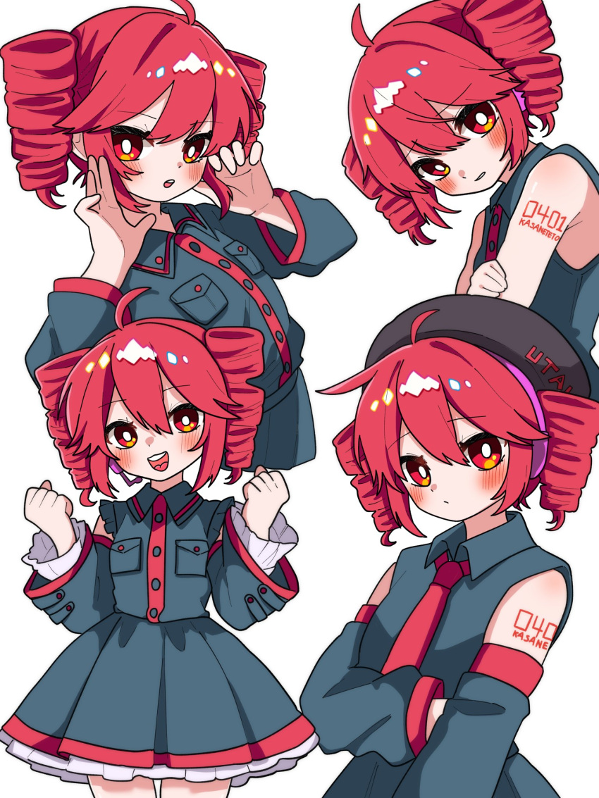 1girl, bare_shoulders, beret, black_hat, blush, breast_pocket, bright_pupils, buttons