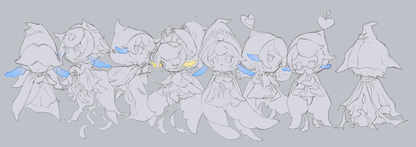 1girl, 6+boys, :o, afubo_(infinity_nikki), avicinda_(infinity_nikki), backpack, bag, bare_legs