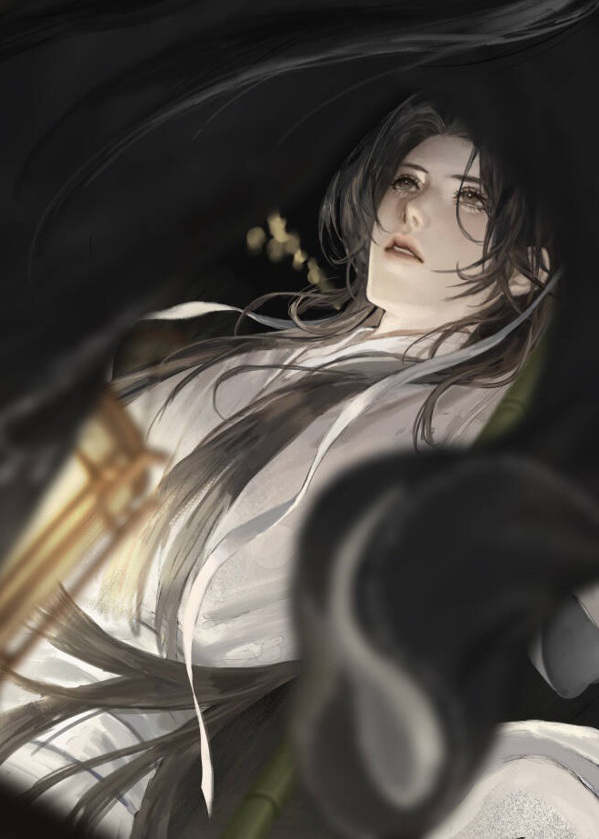 2boys, black_hair, black_hanfu, brown_eyes, brown_hair, chinese_clothes, chinese_commentary, hair_ribbon, hanfu, lantern, long_hair, looking_at_another, looking_up, male_focus, multiple_boys, parted_lips, ribbon, sash, shen_qiao, thousand_autumns:_qian_qiu, white_hanfu, white_ribbon, white_sash, yan_wushi, yangshu893