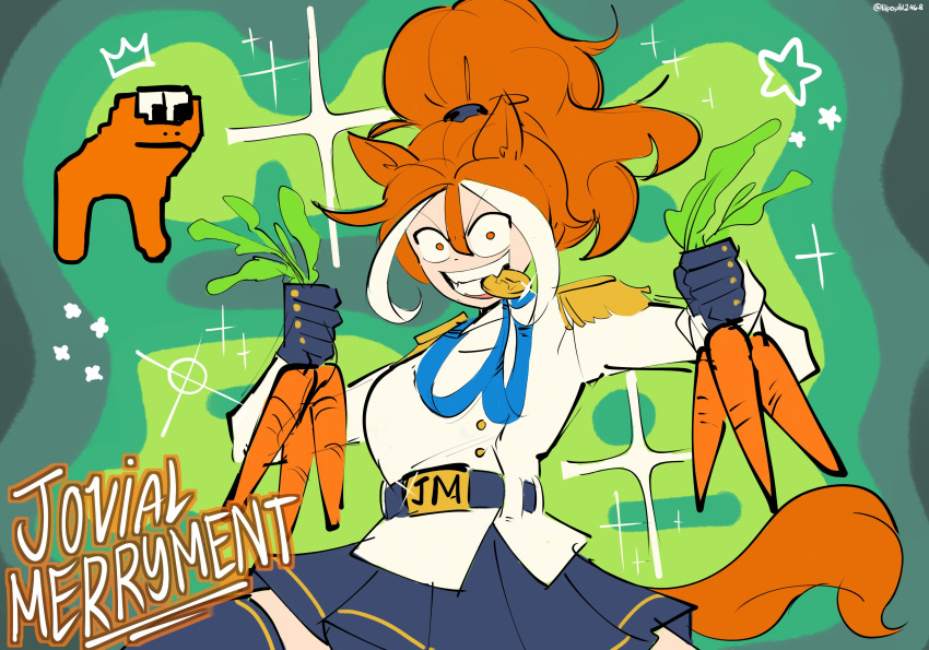 absurdres, animal_ears, carrot, gold_medal, hair_between_eyes, high_ponytail, highres, holding