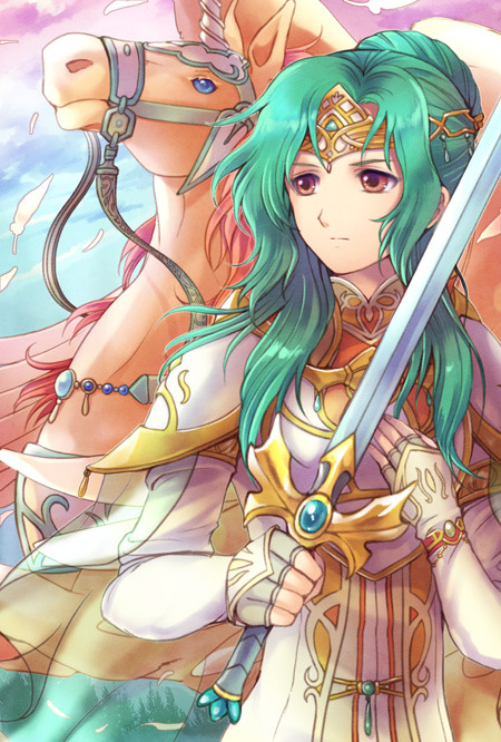 1girl, armor, brown_eyes, elincia_ridell_crimea, elincia_ridell_crimea_(undaunted_queen), feathers, fire_emblem, fire_emblem:_radiant_dawn