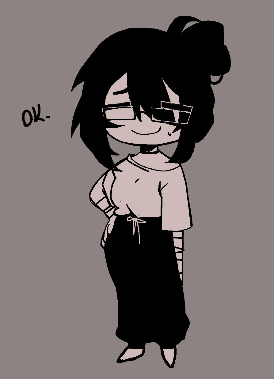 1girl, bandaged_arm, bandages, borrowed_character, chibi, closed_eyes, closed_mouth, full_body