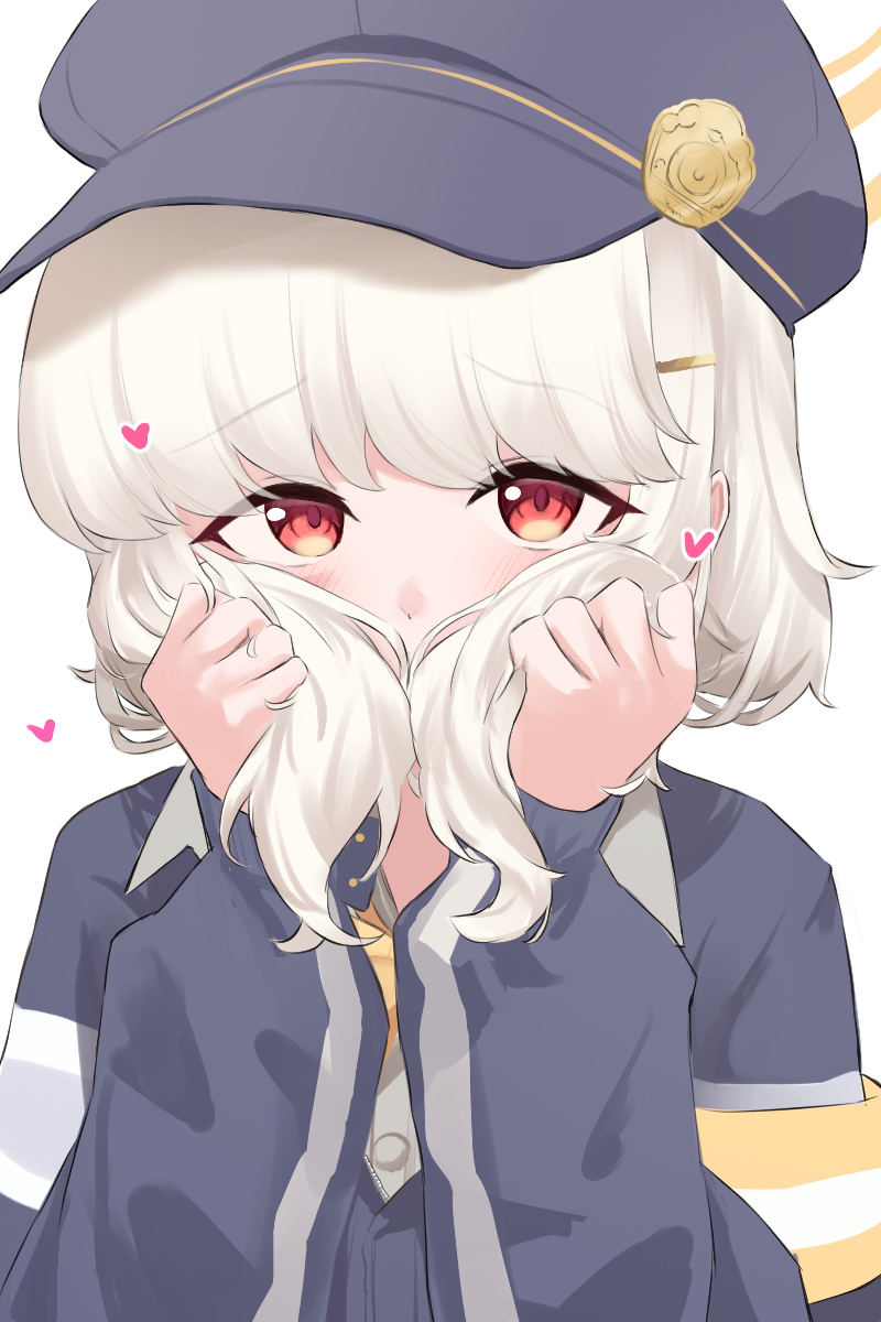 1girl, aoba_(blue_archive), armband, blonde_hair, blue_archive, blue_hat, blue_jacket, blush