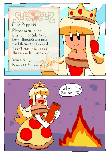 1girl, crown, crying, crying_with_eyes_open, dress, english_text, fire, fire_extinguisher